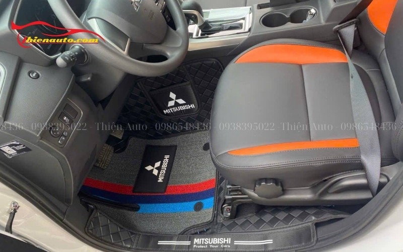 Thảm sàn 360 cho Xpander có họa tiết quả trám, kết hợp lớp rối 3 màu