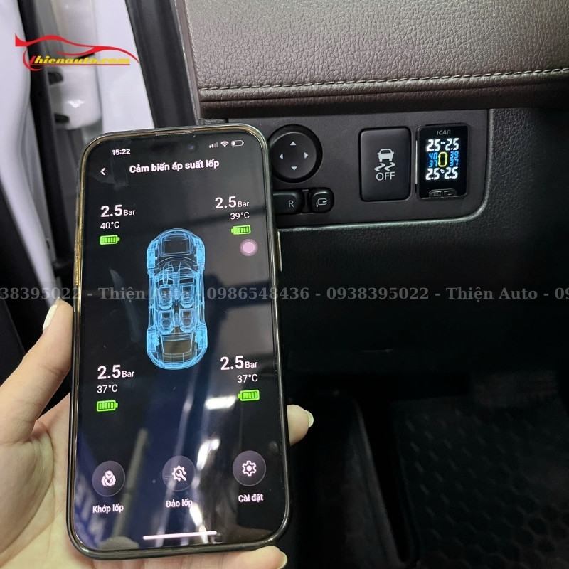 Cảm biến áp suất lốp Xpander lắp mẫu Ellisafe C398 gắn lỗ chờ