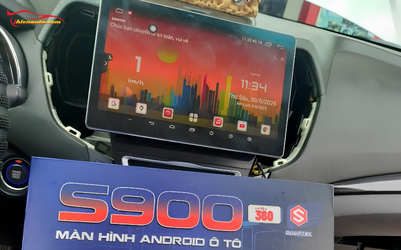 Độ màn hình android cho Hyundai SantaFe: Santek S900