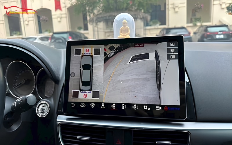 Nâng cấp màn hình Mazda 3 lắp loại màn Android nào tốt nhất? Nâng cấp màn hình Android Mazda 3 Santek 10.25 inch tích hợp camera 360 độ