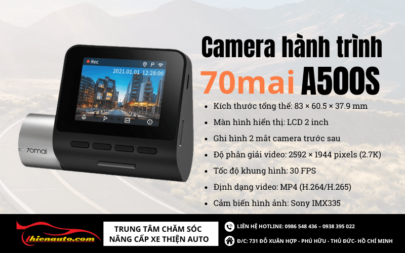 Camera hành trình Xiaomi 70mai A500S 2 mắt trước sau