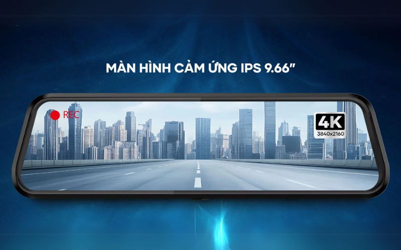 Camera hành trình gương có màn hình cảm ứng IPS 9.66
