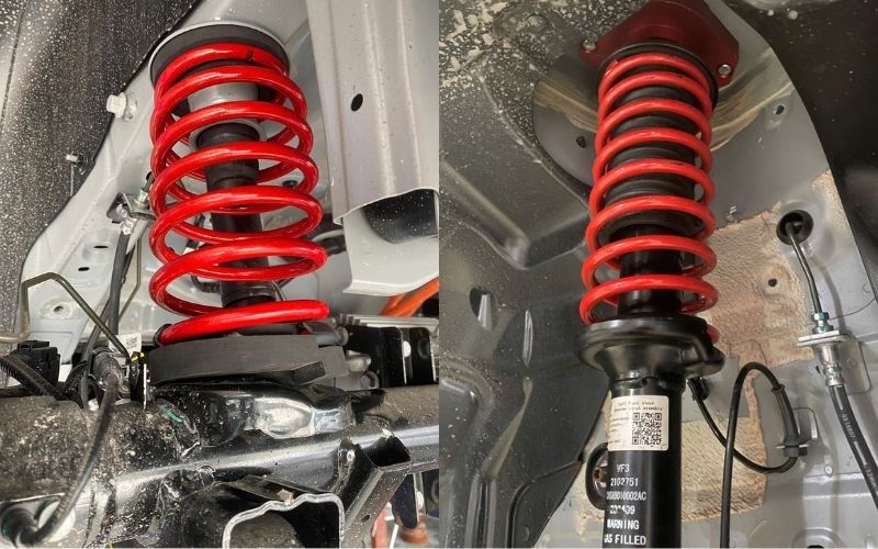 Hình ảnh lắp đặt thực tế bộ lò xo và thanh giảm chấn VF3