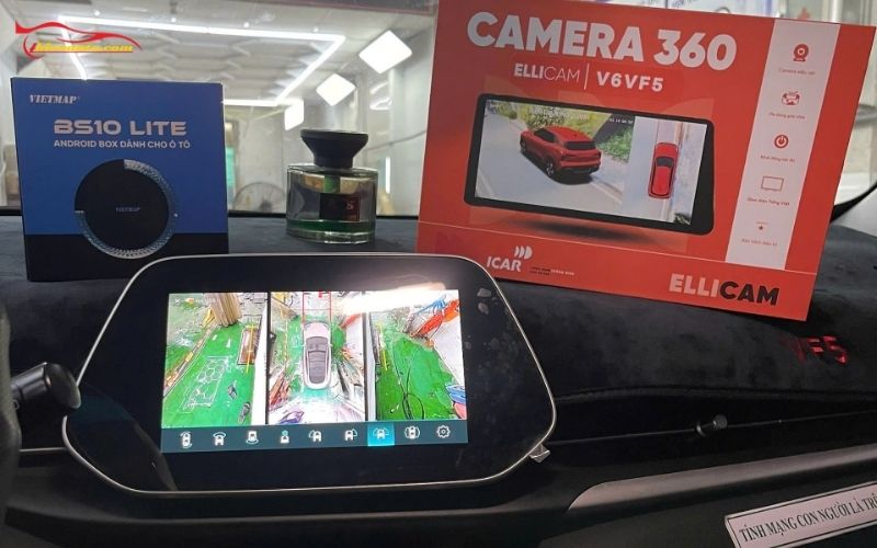 Độ xe VinFast VF5: Camera 360 độ Ellicam V6VF5 hiển thị màn hình zin