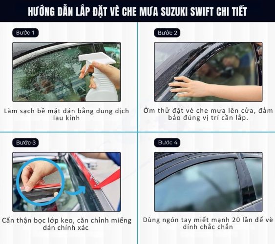 Các bước lắp vè che mưa Suzuki Swift đúng cách tại Thiện Auto