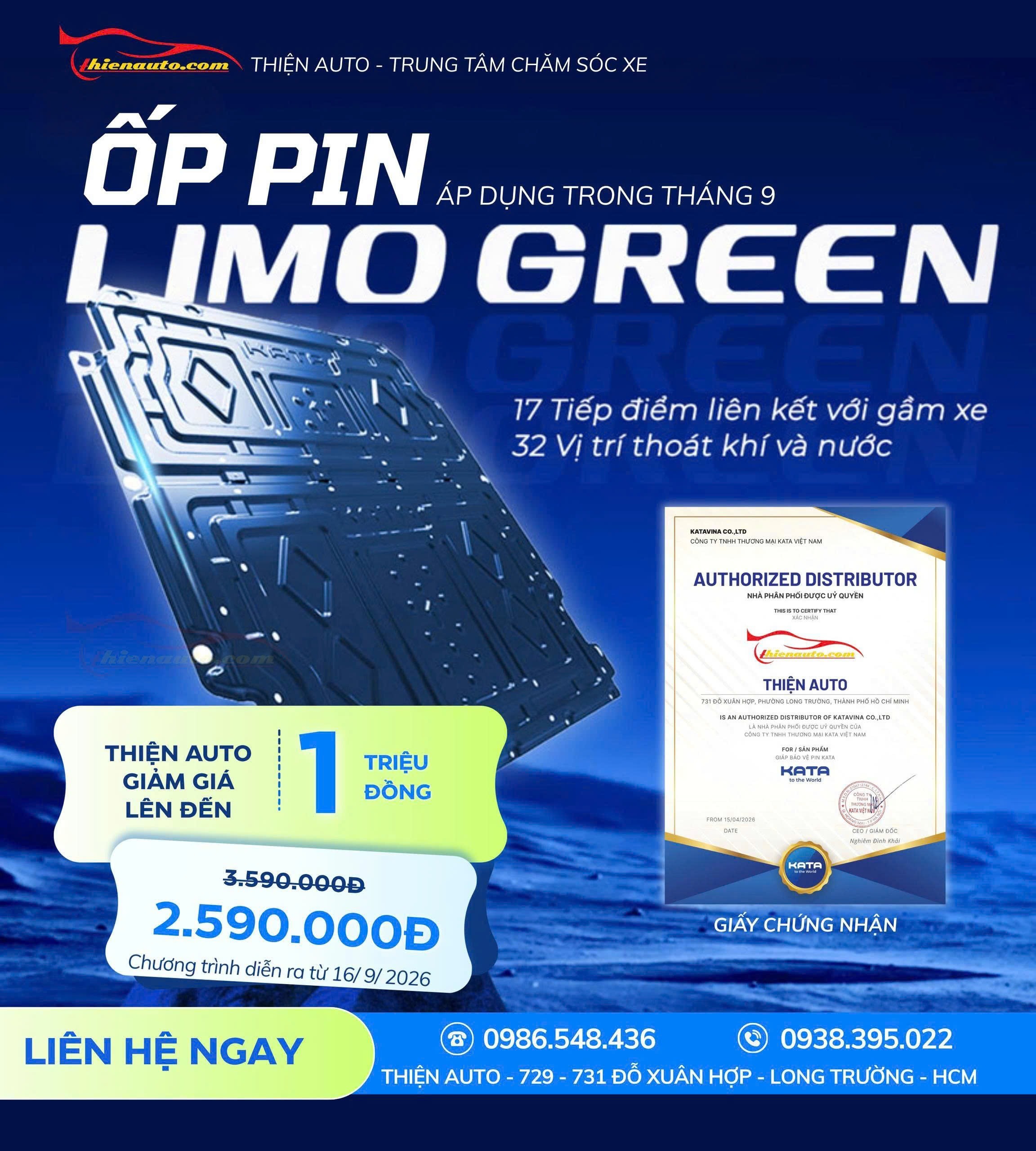 Chương trình khuyến mãi tấm bảo vệ pin VinFast Limo Green