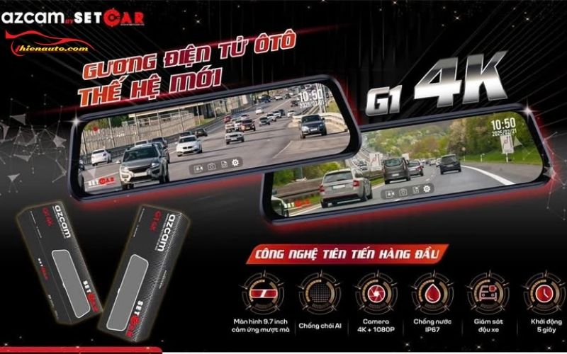 Camera gương điện tử Vinfast Limo Green Azcam G1 4K kích thước 9.7 inch, màn hình cảm ứng mượt mà