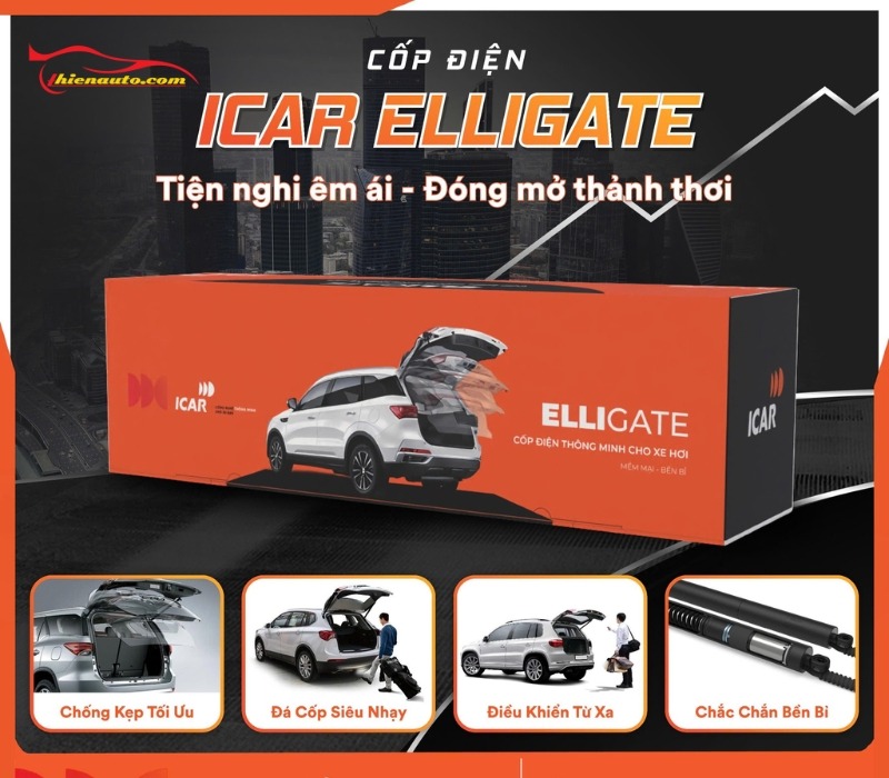 Độ cốp điện Vinfast Limo Green Icar Elligate kèm đá cốp tiện lợi