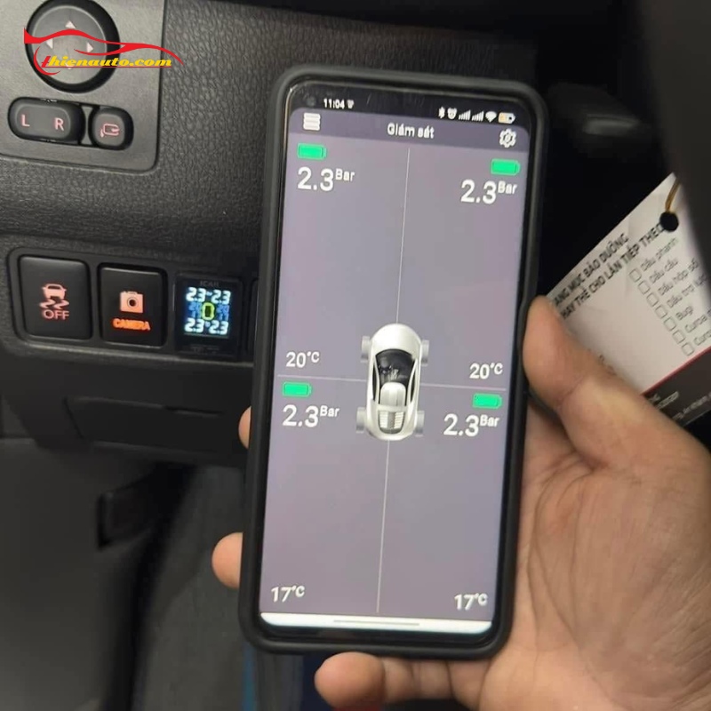 Cảm biến áp suất lốp kết nối điện thoại tại Thiện Auto