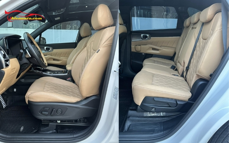 Bọc ghế da KIA Sorento tạo kiểu quả trám kết hợp