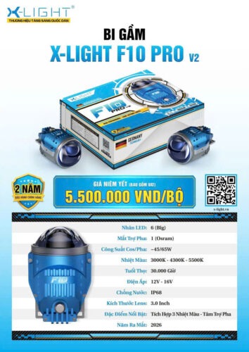 Đèn đèn bi gầm X-Light F10 Pro V2 có mức giá niêm yết 5.500.000 VNĐ/bộ.