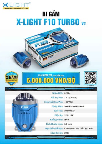 Đèn bi gầm X-Light F10 Turbo V2 có mức giá niêm yết 6.000.000 VNĐ/bộ