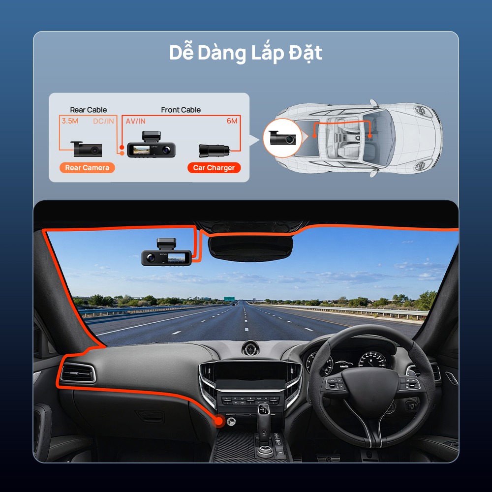 Camera hành trình 70mai T400 ghi hành 3 mắt toàn cảnh