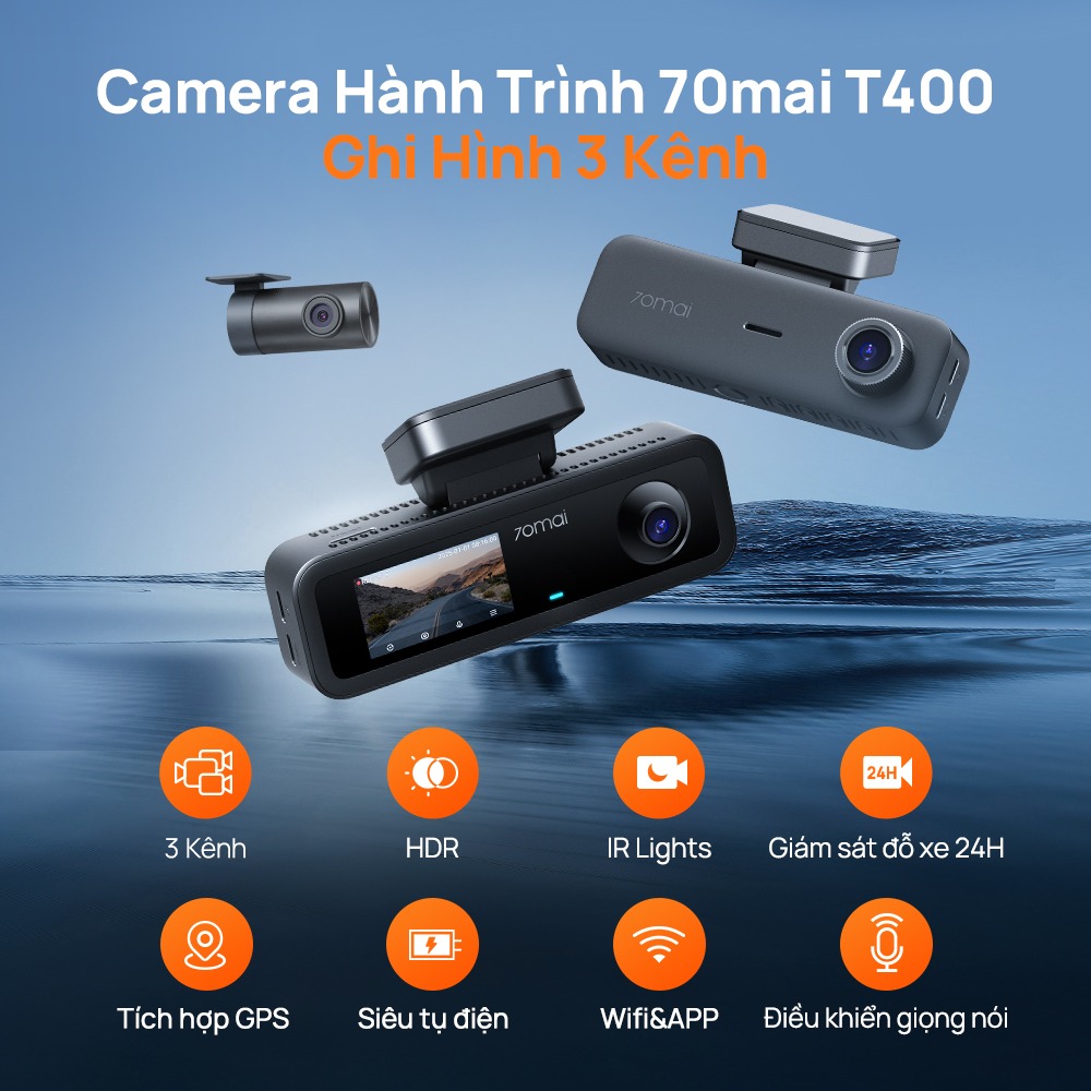 Camera hành trình 70mai T400 ghi hành 3 mắt toàn cảnh