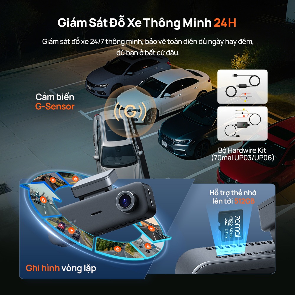 Camera hành trình 70mai T400 ghi hành 3 mắt toàn cảnh