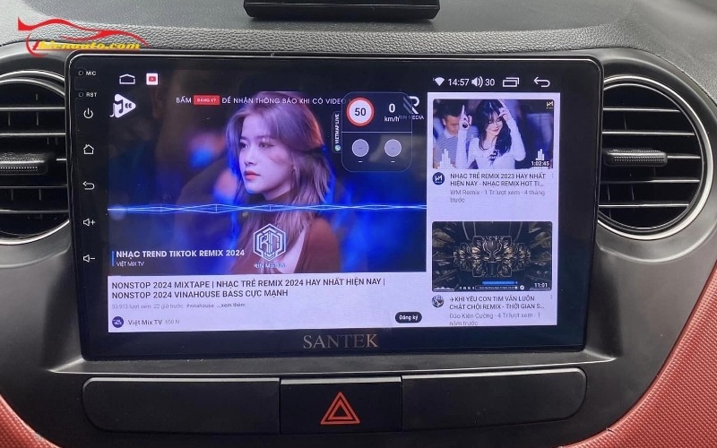 Hình ảnh thực tế lắp màn hình Android Hyundai Grand i10 tại Thiện Auto