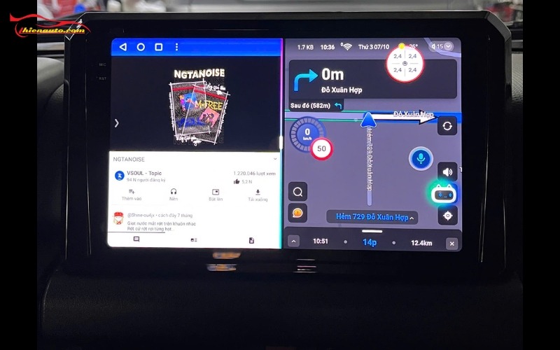 Hướng dẫn cách chia đôi màn hình Android ô tô đơn giản nhất Chia đôi màn hình Android ô tô giúp vừa nghe nhạc, xem Youtube vừa mở bản đồ dẫn đường