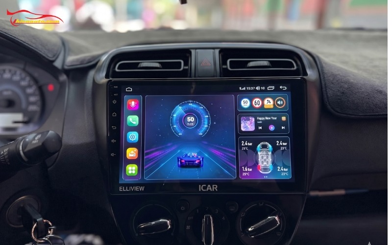Độ màn hình Android Mitsubishi Attrage: Thiết kế màn hình sắc nét hiện thị trực quan hơn