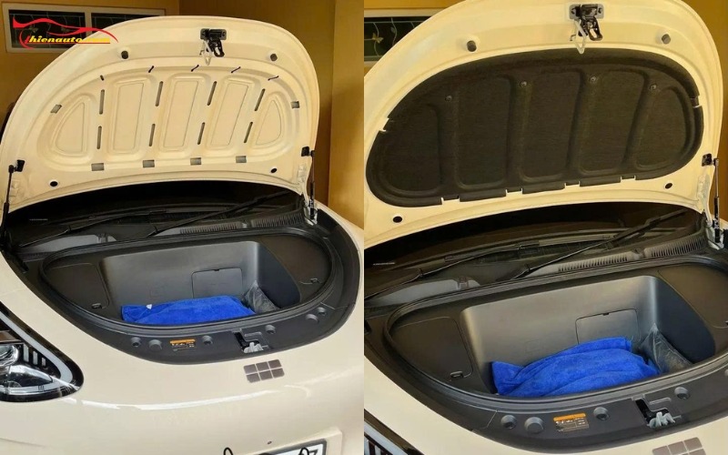 Tấm cách nhiệt nắp capo Geely EX2 Trước và sau khi lắp tấm cách nhiệt nắp capo Geely EX2