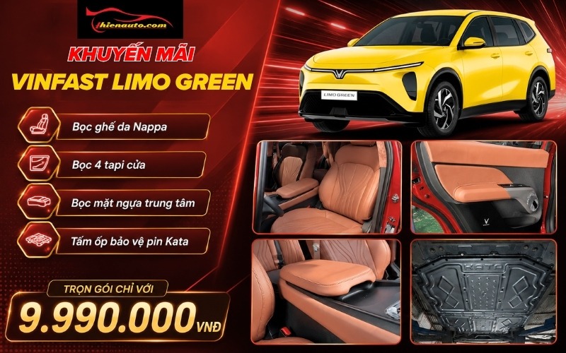 Combo bọc da nội thất & ốp pin 9.990.000 VNĐ cho Vinfast Limo Green Combo bọc da nội thất & ốp pin