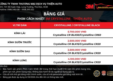 Phim cách nhiệt 3M Crystalline giá bao nhiêu?