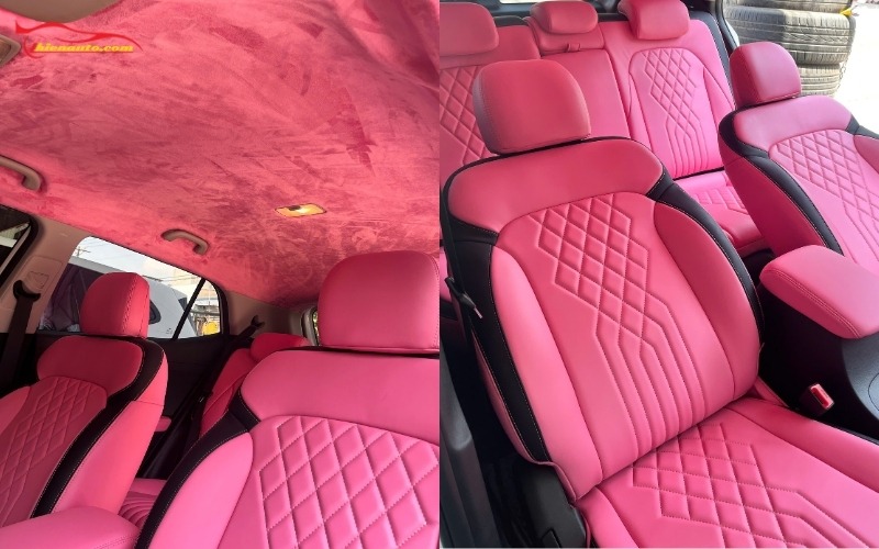 Bọc ghế da Hyundai Creta Sau khi bọc ghế da Hyundai Creta anh chủ xe lựa chọn bọc thêm trần xe để đồng bộ nội thất khoang lái