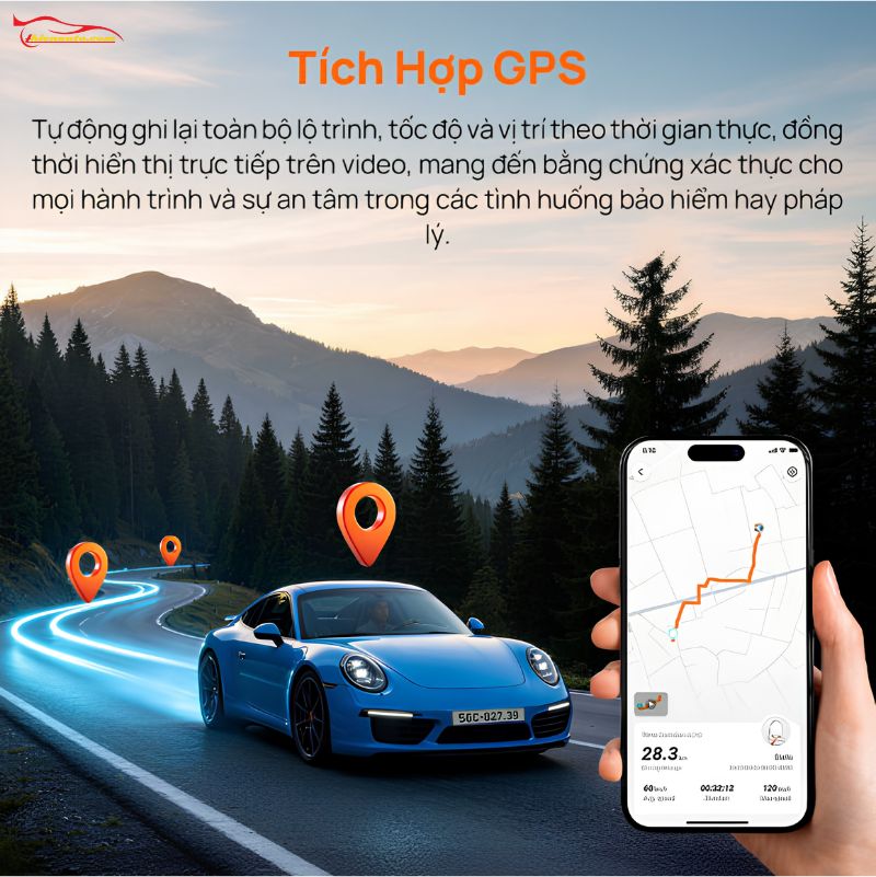Camera hành trình 70mai A210 Camera hành trình 70mai A210 tích hợp GPS ghi lại lộ trình