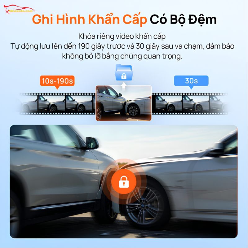 Camera hành trình 70mai A210 Camera hành trình 70mai A210 ghi hình khẩn cấp khi xảy ra va chạm