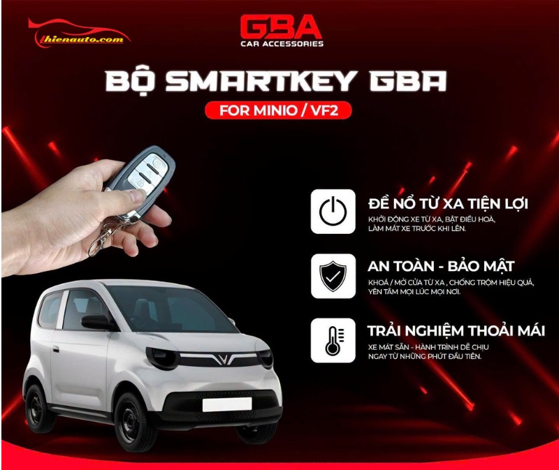 Chìa khóa Smartkey Vinfast VF2 GBA đề nổ từ xa Start/Stop