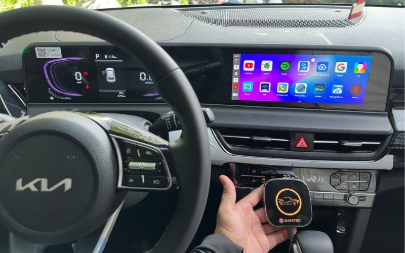 Hình ảnh lắp Android Box KIA Seltos thực tế tại Thiện Auto