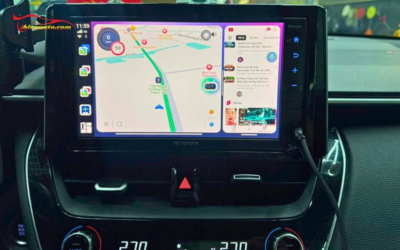 Android Box Toyota Corolla Cross biến màn hình zin thành màn hình android