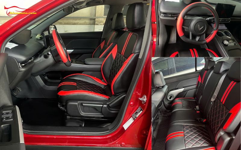Mẫu ghế da ô tô màu đen phối đen trên VinFast Limo Green