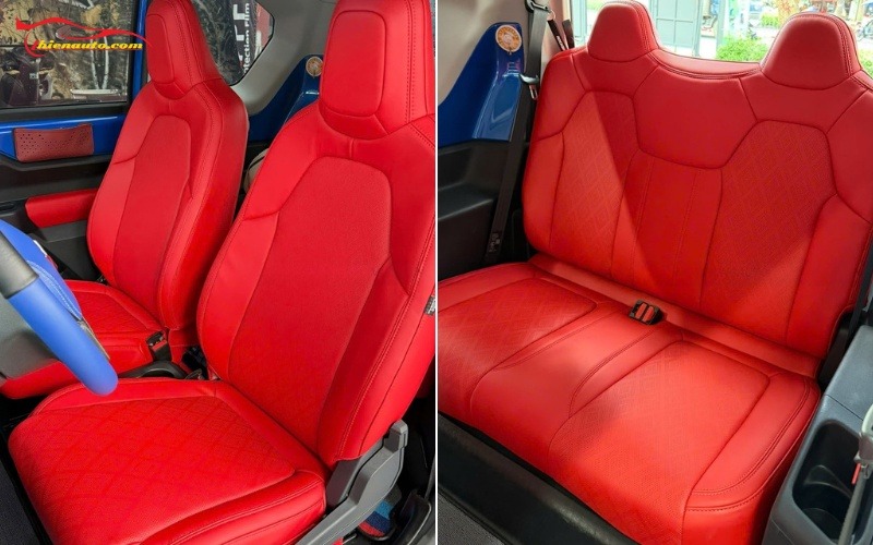 Mẫu bọc ghế da VinFast VF3 màu đỏ đẹp