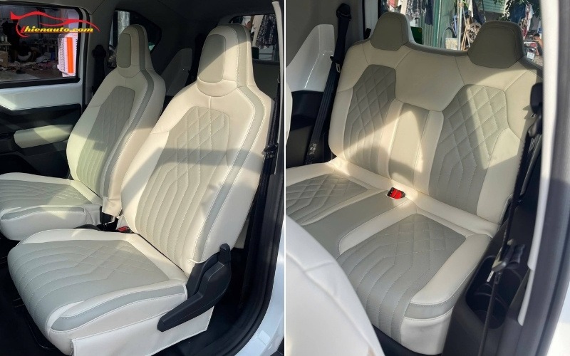 Mẫu bọc ghế da VinFast VF3 màu kem đẹp tại Thiện Auto
