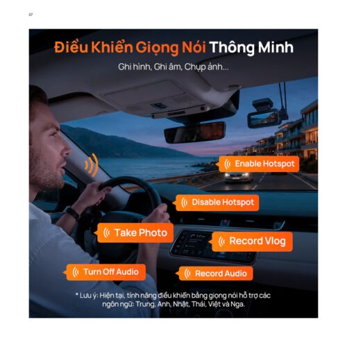 Camera hành trình 70mai A900: Điều khiển giọng nói tiếng Việt thuận tiện khi lái xe
